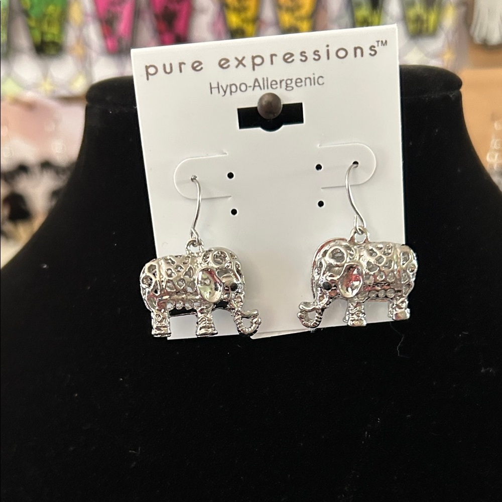 Pure Expressions Silver Elephant Earrings